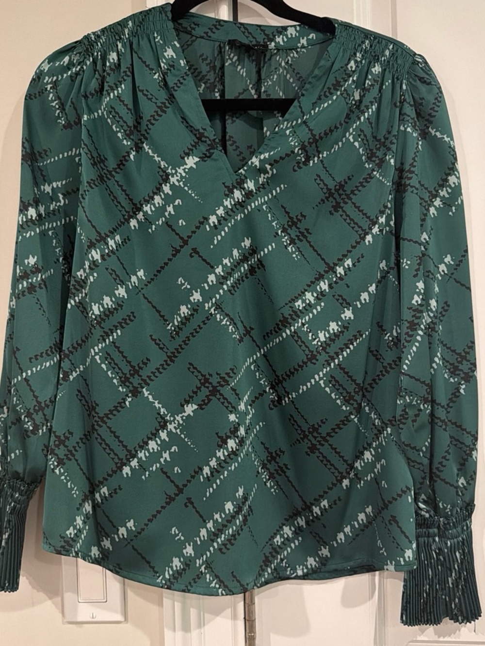 Current Air Teal Green Printed V-Neck Blouse